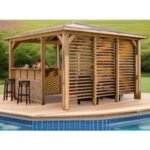 Pool House Blueterm en bois 12.32 m² - 2 parois ventelles et 2 comptoirs, Pose Sans – Image 2