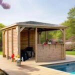 Pool House Blueterm en bois 12.32 m² - 2 parois ventelles et 2 comptoirs, Pose Sans – Image 7