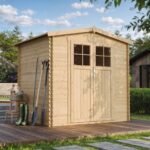 Timbela – Abri de jardin bois 4,33 m² avec double porte verrouillable – Dimensions L236 x l226 x H218 cm – Pin nordique traité – M369F – Image 3
