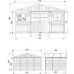 Abri de Jardin en Bois Naturel - Stockage extérieur avec fenêtres- H246x418x320 cm/12 m²- hangar en bois naturel - Atelier rangement outils et vélos- Timbela M331 – Image 5