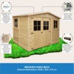 Abri de Jardin en Bois Naturel - Stockage extérieur avec fenêtres- H226x324x216 cm/6 m² hangar en bois naturel - Atelier rangement outils et vélos- Timbela M334 – Image 4
