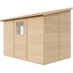 Abri de Jardin en Bois Naturel (sans paroi latérale)- Stockage extérieur avec fenêtres- H243x216x318 cm/6 m2, hangar en bois naturel - Atelier rangement outils et vélos- TIMBELA M339 – Image 8
