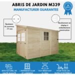 Abri de Jardin en Bois Naturel (sans paroi latérale)- Stockage extérieur avec fenêtres- H243x216x318 cm/6 m2, hangar en bois naturel - Atelier rangement outils et vélos- TIMBELA M339 – Image 6