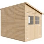 Abri de Jardin en Bois Naturel (avec paroi latérale) - Stockage extérieur avec fenêtres- H244x218x318 cm/6 m2, hangar en bois naturel - Atelier rangement outils et vélos- TIMBELA M339A – Image 9