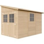 Abri de Jardin en Bois Naturel (avec paroi latérale) - Stockage extérieur avec fenêtres- H244x218x318 cm/6 m2, hangar en bois naturel - Atelier rangement outils et vélos- TIMBELA M339A – Image 8