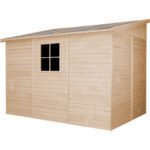 Abri de Jardin en Bois Naturel (avec paroi latérale) - Stockage extérieur avec fenêtres- H244x218x318 cm/6 m2, hangar en bois naturel - Atelier rangement outils et vélos- TIMBELA M339A – Image 5