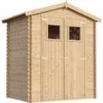 Timbela – Abri de jardin en bois M367 – Dimensions extérieures L196 x l136 cm – Surface 1,98 m² – Toit imperméable – Fenêtres en plexiglas - I196xL136xH218