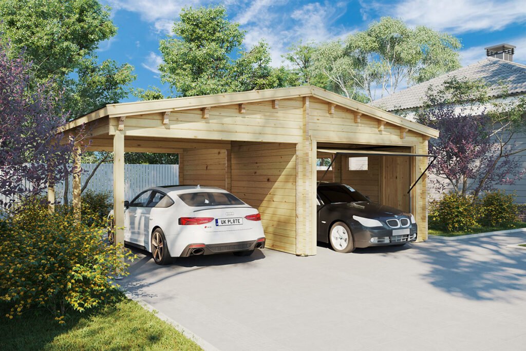 Carport garage 2 voitures Hansa G / 70mm / 6 x 7 m Carport garage 2 voitures « Hansa Deluxe G » | 6 x 7 m – Image 1