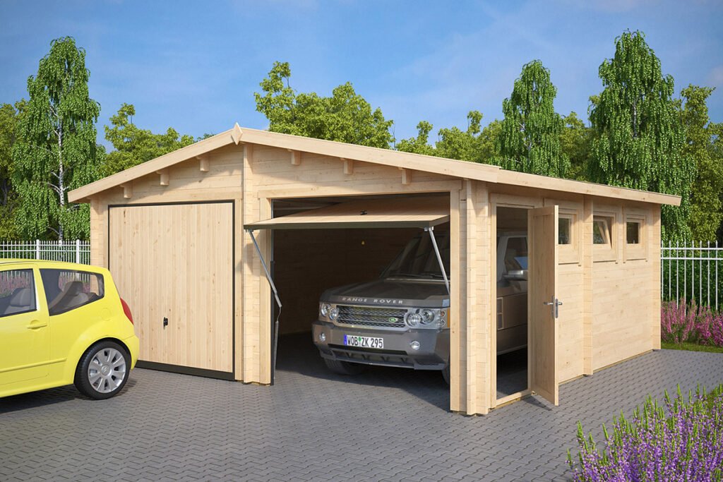 Garage Double Hansa E à portes basculantes / 70mm / 5,5 x 7 m Garage Double « Hansa Deluxe E » | 6 x 7 m – Image 1