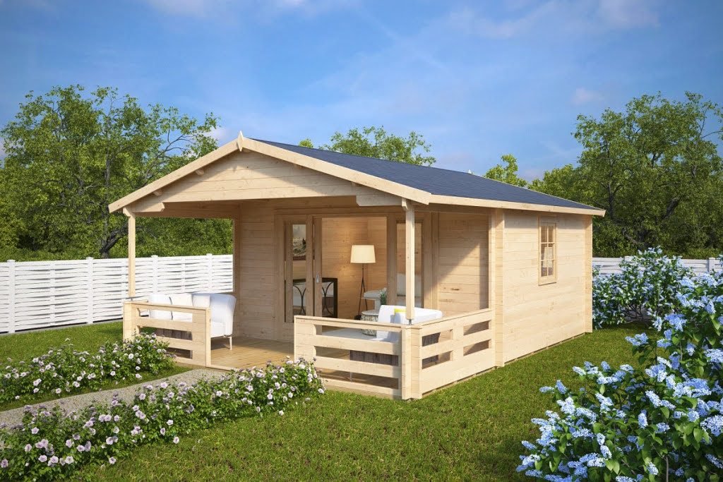 Abri de jardin avec auvent Franz Abri en bois avec patio « Franz » | 6 x 4 m – Image 1