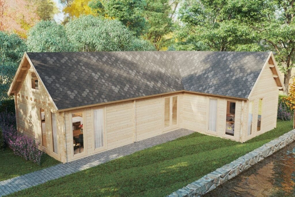 Chalet en bois livré monté Holiday Max 1 Chalet en bois habitable avec mezzanine « Holiday Max 1 » | 9 x 12 m – Image 1
