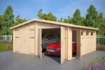 Garage en bois pour 2 voitures « Hansa E » | 6 x 6 m