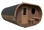 Grand sauna ovale avec terrasse | 4 x 4 m – Image 2
