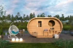 Petit sauna ovale extérieur | 4 x 2 m