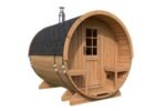 Sauna tonneau extérieur avec auvent | 3 x 2 m
