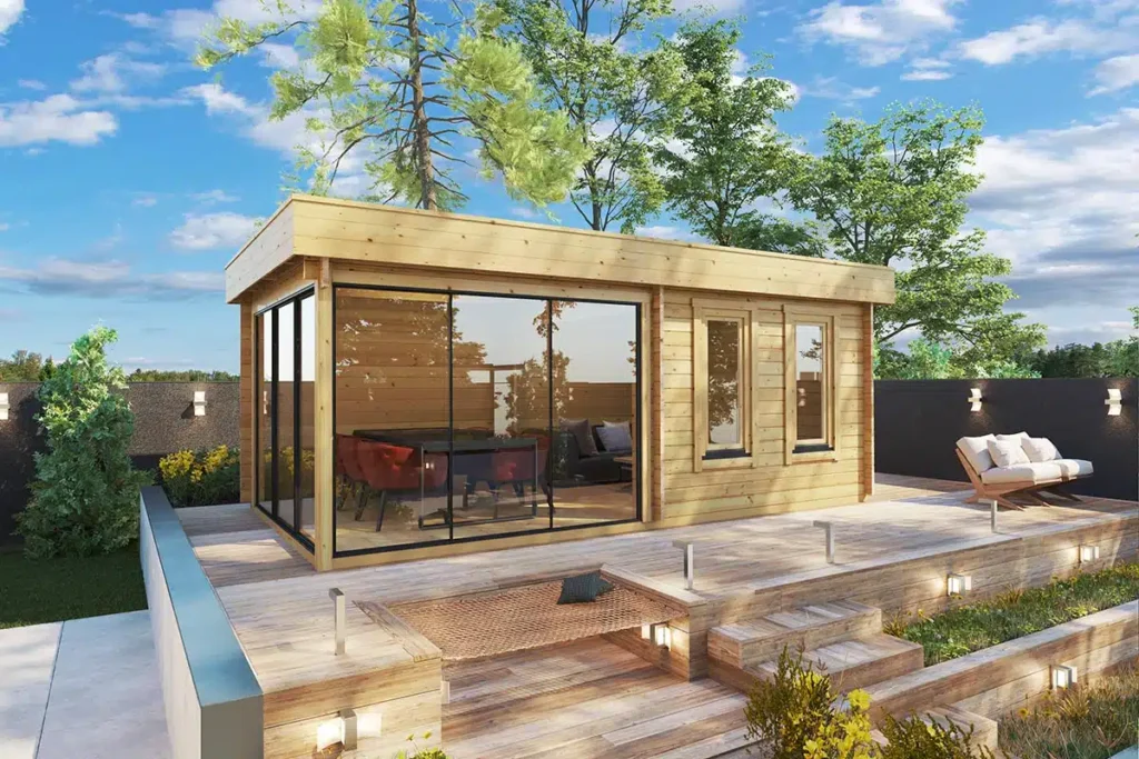 veranda-bois-toit-plat--1024x683 Véranda bois toit plat « Aurora » | 6 x 3 m – Image 1